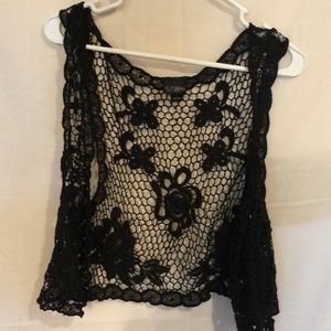 Black crocheted vest